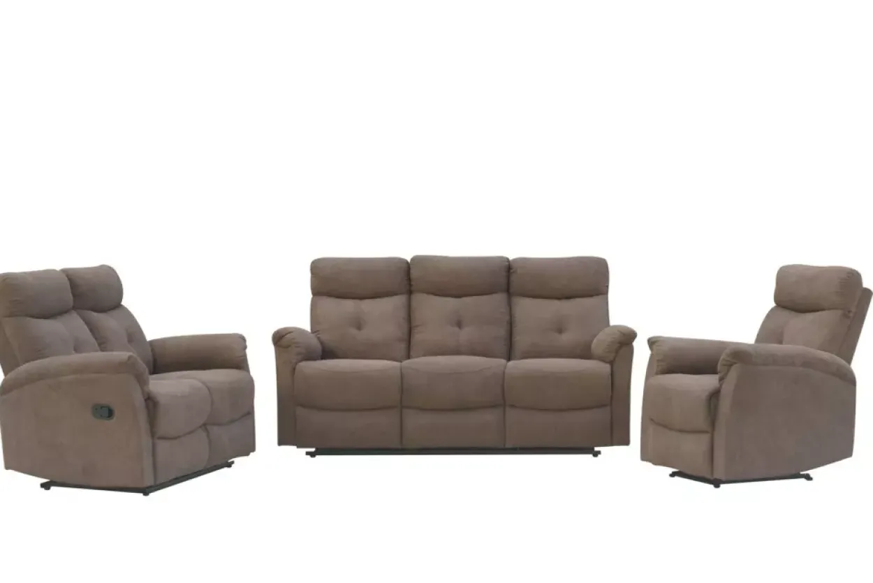 3tlg. Relaxsofa-Set mit 5 Relaxfunktionen - Braun