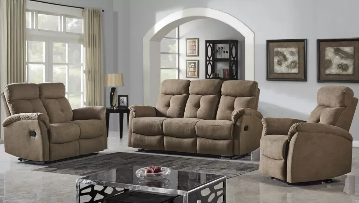 3tlg. Relaxsofa-Set mit 5 Relaxfunktionen - Braun
