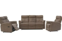 3tlg. Relaxsofa-Set mit 5 Relaxfunktionen - Braun
