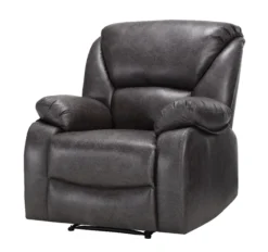 3tlg. Relaxsofa-Set mit Relaxfunktionen in Lederoptik - Grau