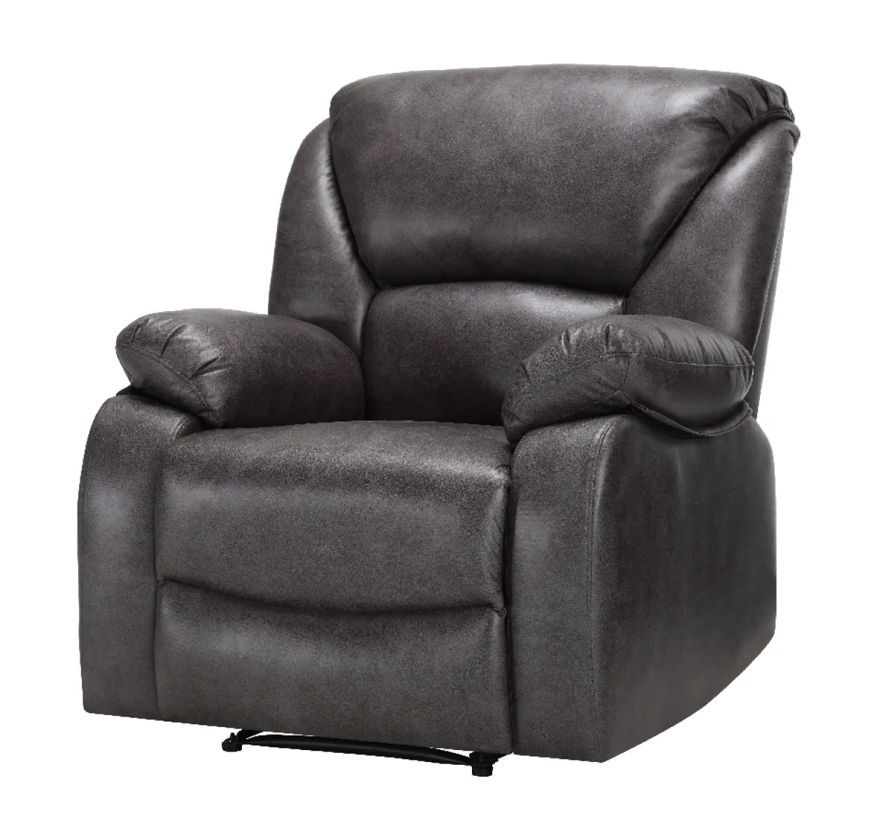 3tlg. Relaxsofa-Set mit Relaxfunktionen in Lederoptik - Grau