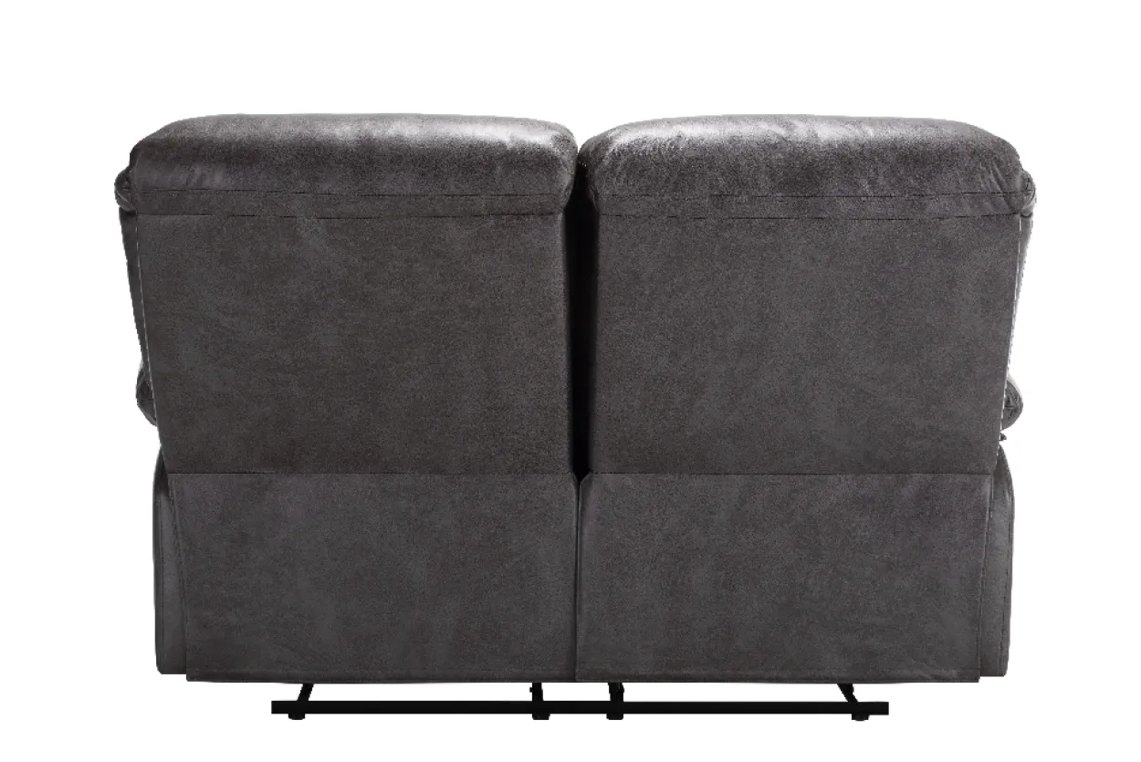 3tlg. Relaxsofa-Set mit Relaxfunktionen in Lederoptik - Grau