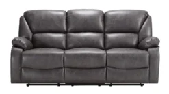 3tlg. Relaxsofa-Set mit Relaxfunktionen in Lederoptik - Grau