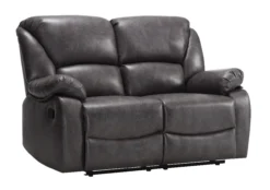 3tlg. Relaxsofa-Set mit Relaxfunktionen in Lederoptik - Grau