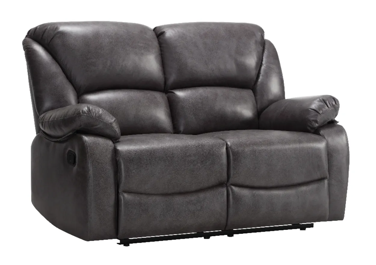 3tlg. Relaxsofa-Set mit Relaxfunktionen in Lederoptik - Grau