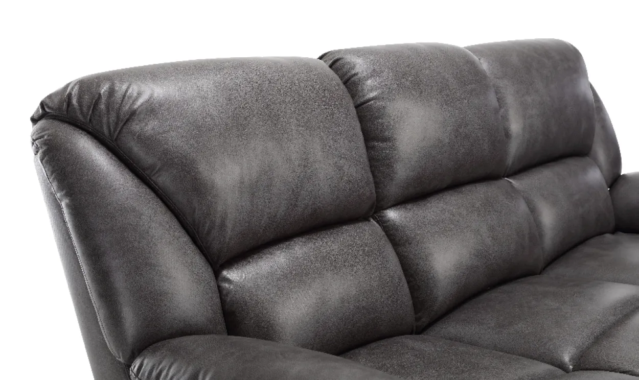 3tlg. Relaxsofa-Set mit Relaxfunktionen in Lederoptik - Grau