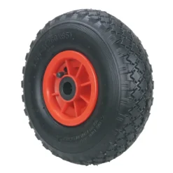 2-tlg. Sackkarrenrad mit Blockgummireifen, Bohrung ca. 20 mm - Rot/Schwarz