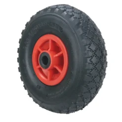 2-tlg. Sackkarrenrad mit Diamant-Gummireifen, Bohrung ca. 20 mm - Rot/Schwarz