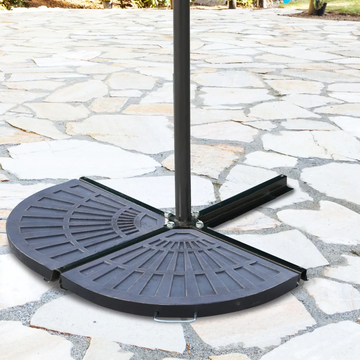 2-tlg. Set Gewichte für Sonnenschirmständer Platten Kunstharz + Metall Bronze 66 x 47 x 4,2 cm 30kg