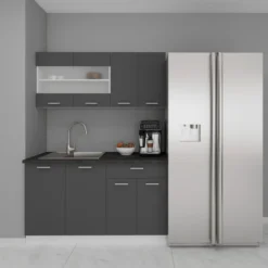 4-tlg Singleküche Einbauküche Küchenzeile Küchenblock Komplettküche 140 cm Esilo