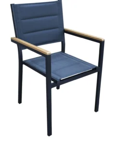 5tlg. Sitzgruppe mit Tisch & 4 Stapelstühlen aus Aluminium - Schwarz/Braun