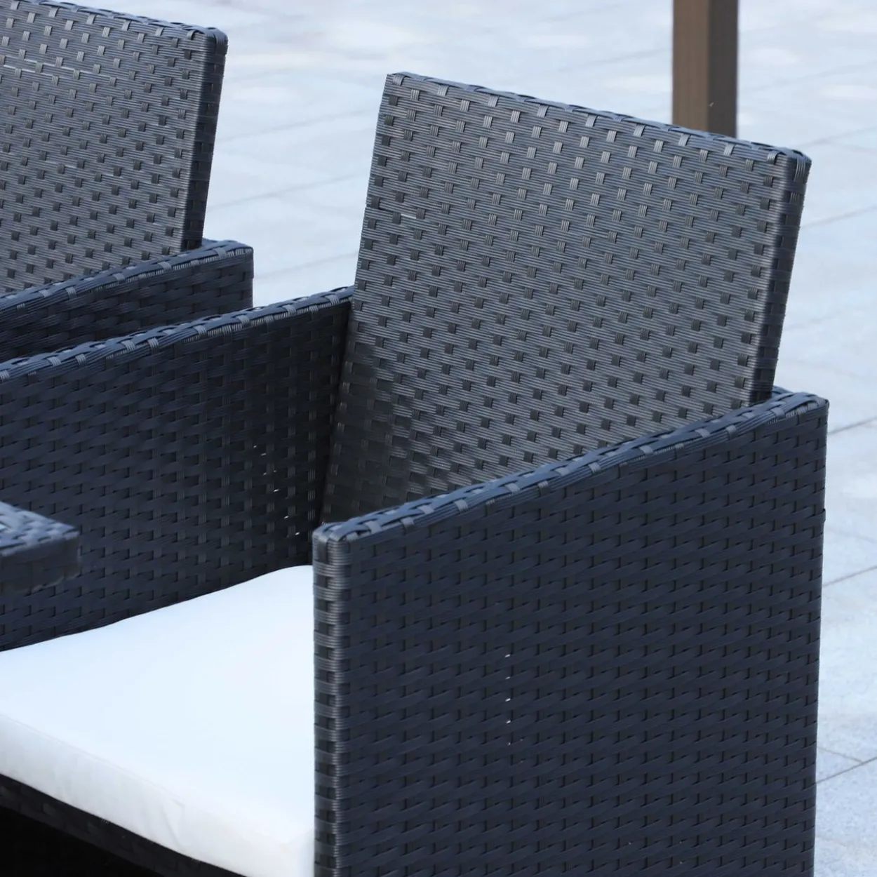 9 tlg. Sitzgruppe Polyrattan Gartenset Sitzgarnitur Schwarz