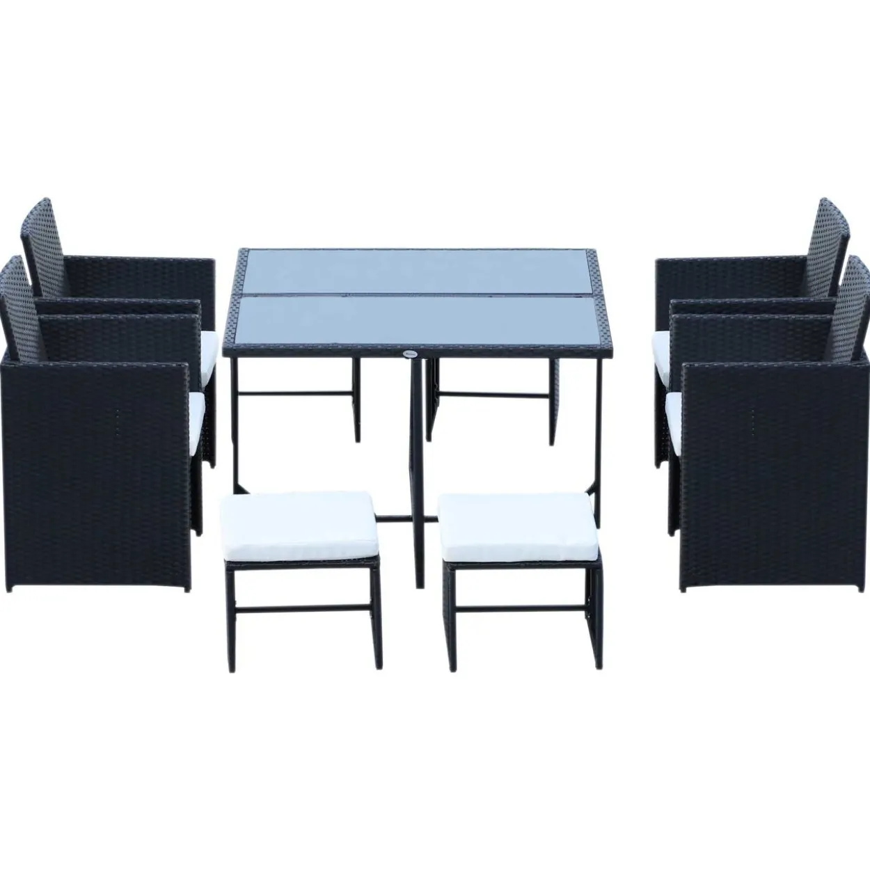 9 tlg. Sitzgruppe Polyrattan Gartenset Sitzgarnitur Schwarz