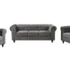 3tlg. Sofa-Set gepolstert aus Samtstoff - Grau