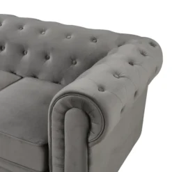 3tlg. Sofa-Set gepolstert aus Samtstoff - Grau