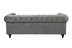 3tlg. Sofa-Set gepolstert aus Samtstoff - Grau