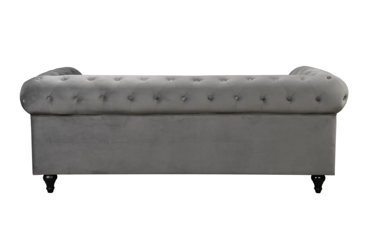 3tlg. Sofa-Set gepolstert aus Samtstoff - Grau