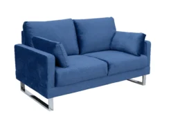 2tlg. Sofa-Set in Lederoptik - Royalblau