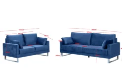 2tlg. Sofa-Set in Lederoptik - Royalblau