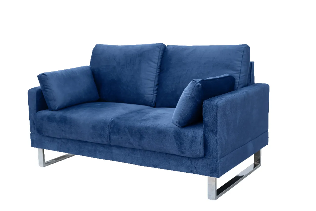 2tlg. Sofa-Set in Lederoptik - Royalblau