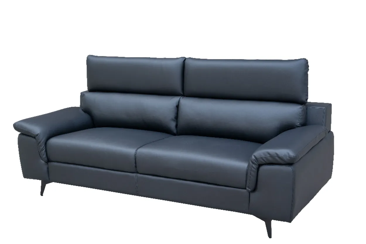 2tlg. Sofa-Set - Lederoptik in Schwarz