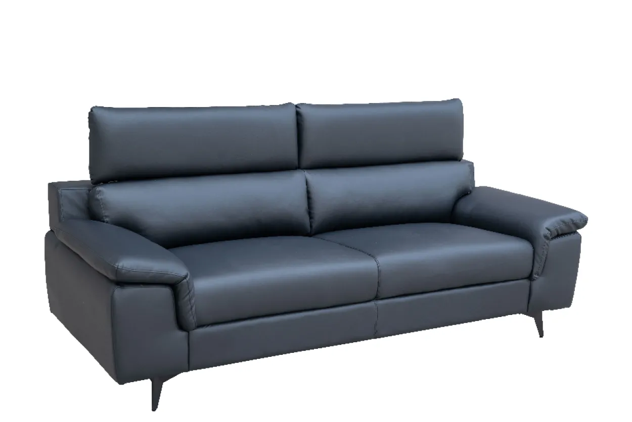 2tlg. Sofa-Set - Lederoptik in Schwarz