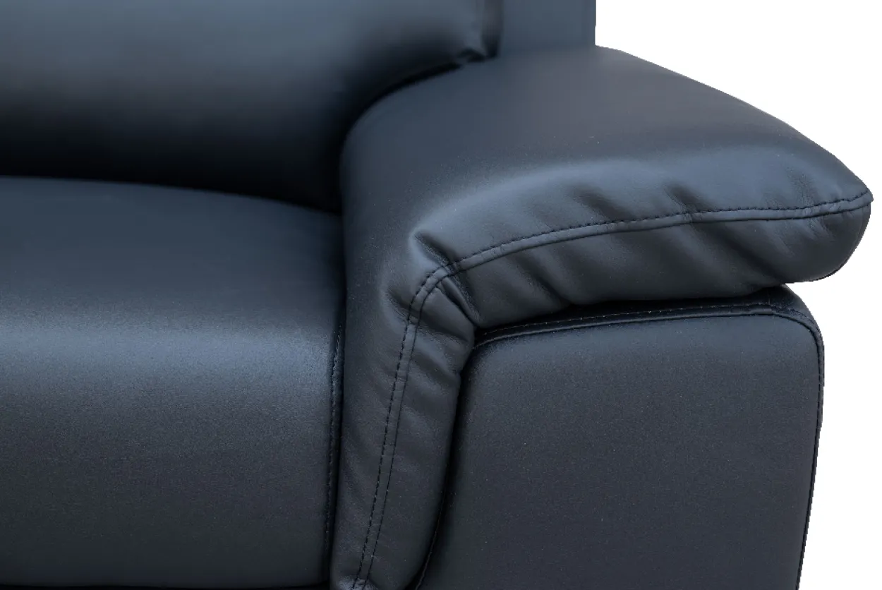 2tlg. Sofa-Set - Lederoptik in Schwarz