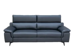 2tlg. Sofa-Set - Lederoptik in Schwarz