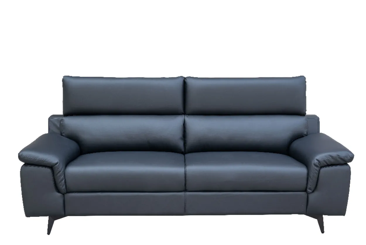 2tlg. Sofa-Set - Lederoptik in Schwarz