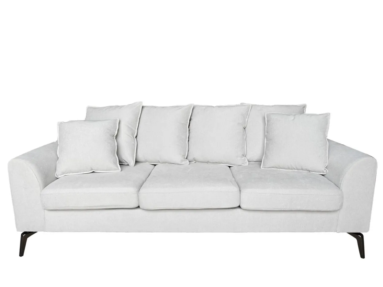 3tlg. Sofa-Set mit Kissen - Hellgrau