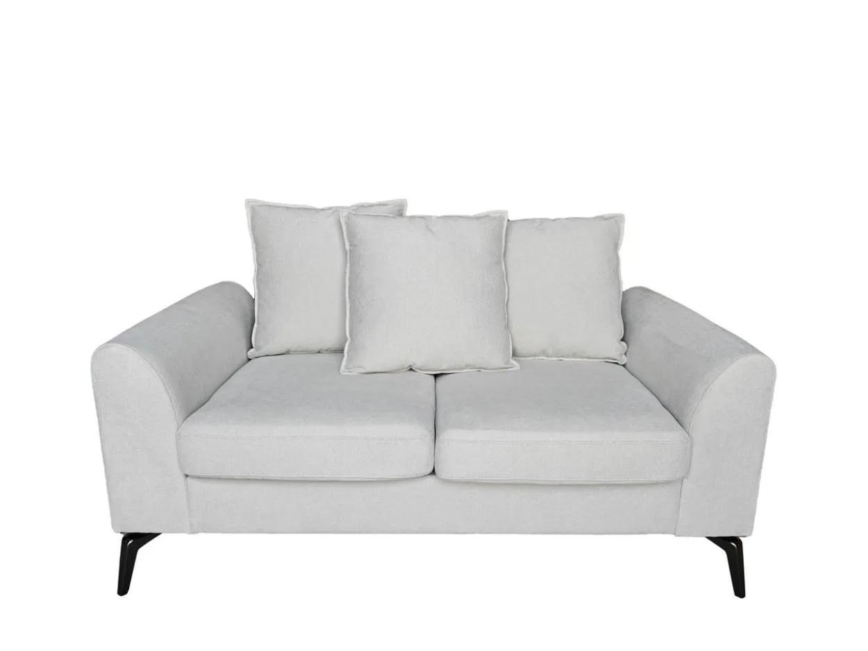 3tlg. Sofa-Set mit Kissen - Hellgrau