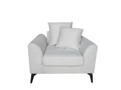 3tlg. Sofa-Set mit Kissen - Hellgrau