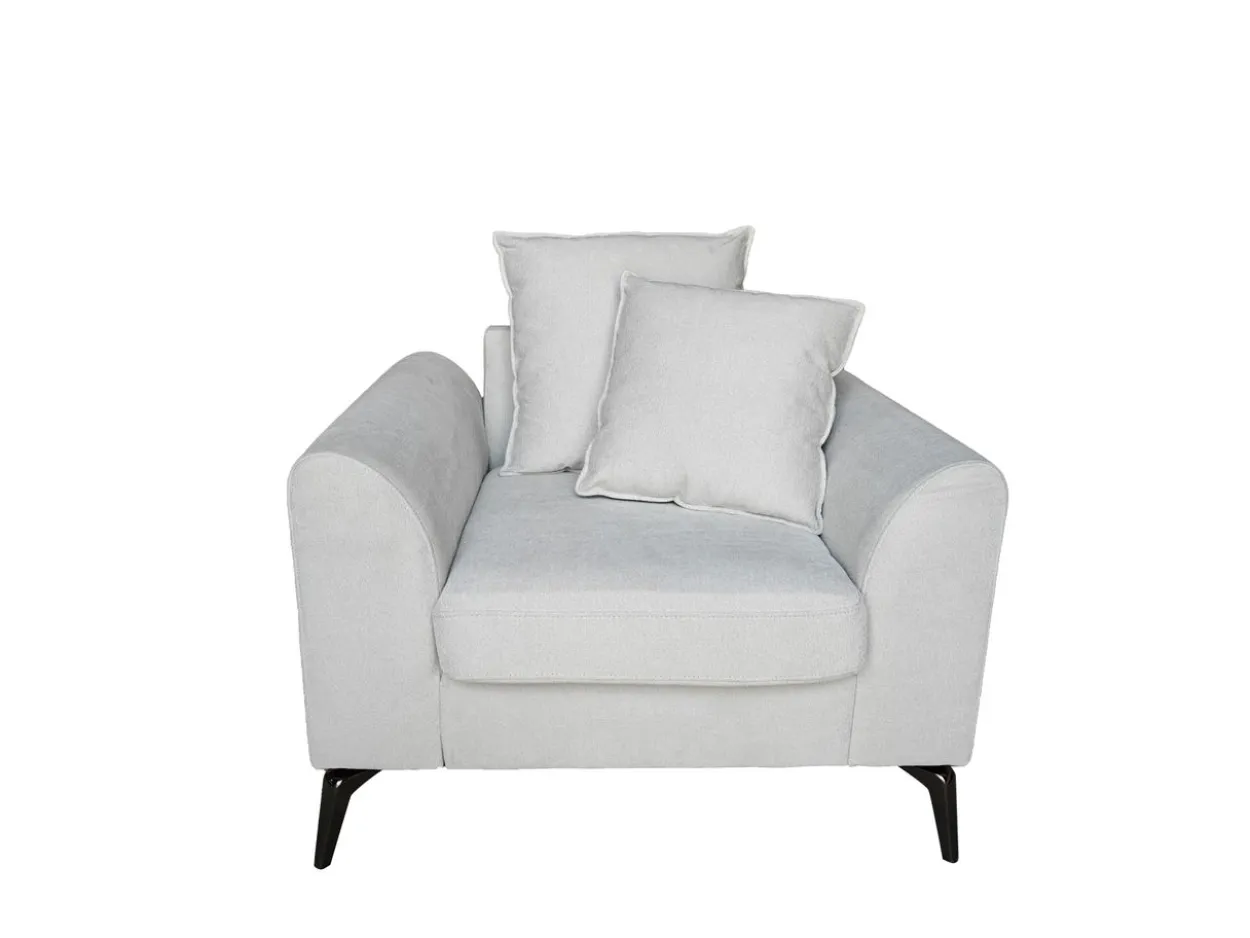 3tlg. Sofa-Set mit Kissen - Hellgrau