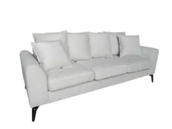 3tlg. Sofa-Set mit Kissen - Hellgrau