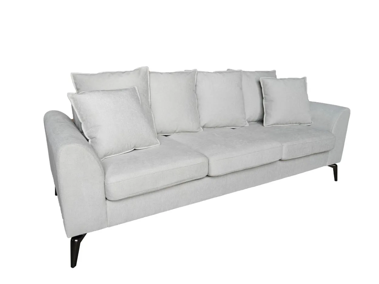 3tlg. Sofa-Set mit Kissen - Hellgrau