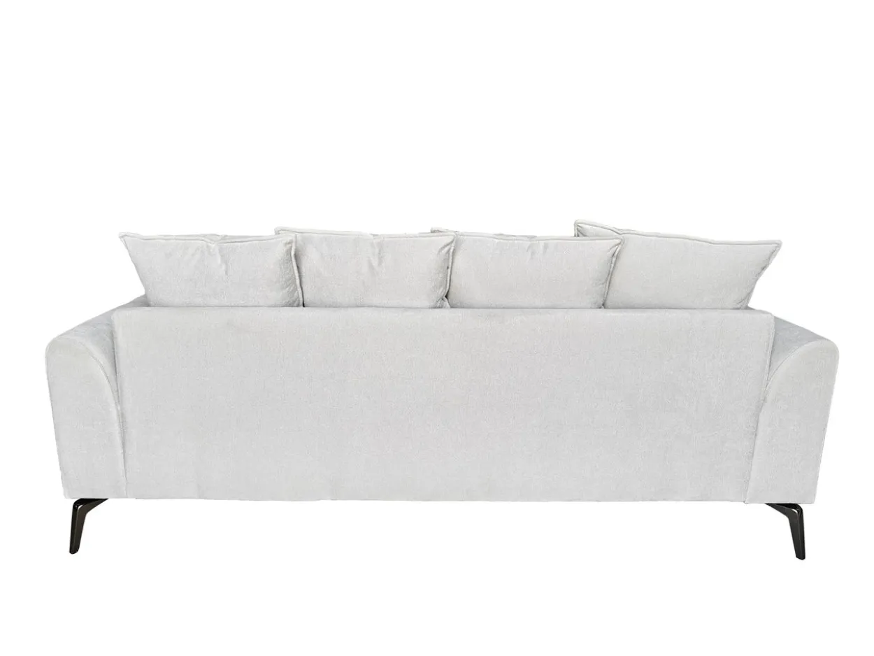 3tlg. Sofa-Set mit Kissen - Hellgrau