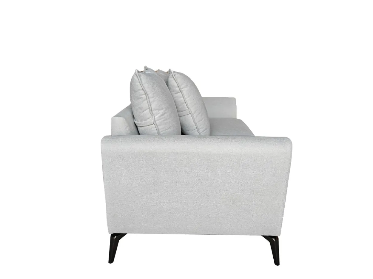 3tlg. Sofa-Set mit Kissen - Hellgrau