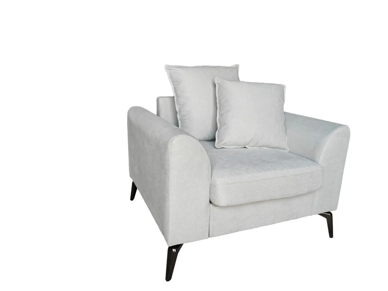 3tlg. Sofa-Set mit Kissen - Hellgrau
