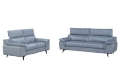 2tlg. Sofa-Set - Samtstoff in Grau