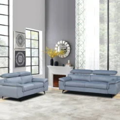 2tlg. Sofa-Set - Samtstoff in Grau