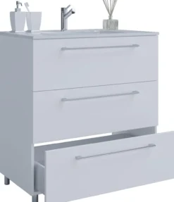 2-tlg. Stand-Badblock "Badinos 3 Schubfächer" 80cm Weiß