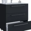 2-tlg. Stand-Badblock "Badinos 3 Schubfächer" 60cm Schwarz
