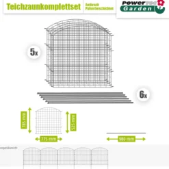 11tlg. Teichzaun Oberbogen, ca. 390 x 78,5 cm - Anthrazit