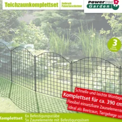 11tlg. Teichzaun Oberbogen, ca. 390 x 78,5 cm - Anthrazit