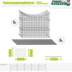 11tlg. Teichzaun Unterbogen, ca. 390 x 52,5 cm - Anthrazit