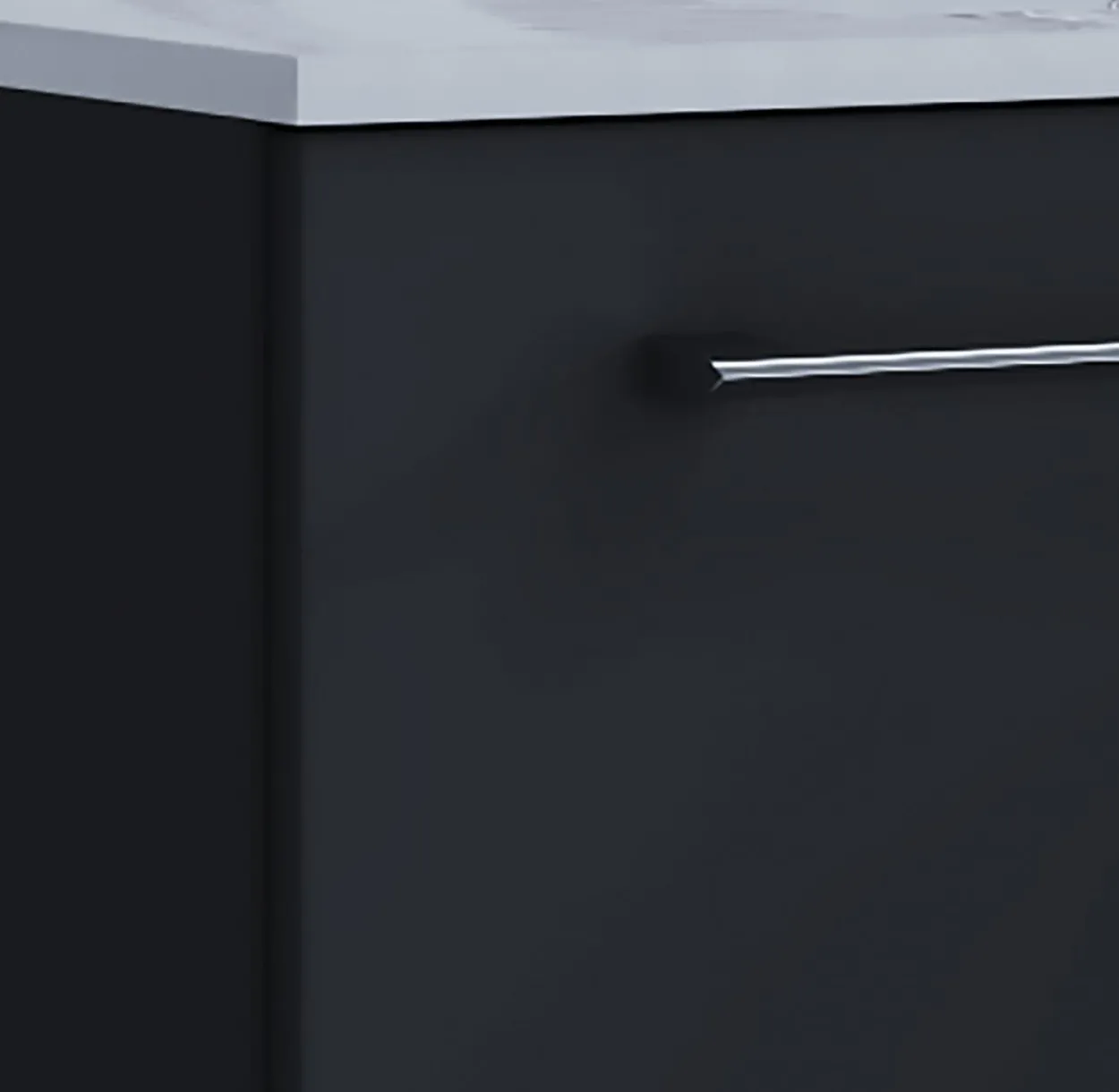 3-tlg. Waschplatz 80cm 2 Schubfächer | Mit Spiegelschrank Schwarz