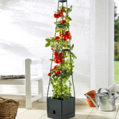 Tomatenturm aus Kunststoff, ca. 25 x 25 x 150 cm - Anthrazit
