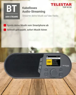 TOP IR 50 Anthrazit – Kompaktes Internetradio mit Fernbedienung