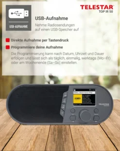TOP IR 50 Anthrazit – Kompaktes Internetradio mit Fernbedienung