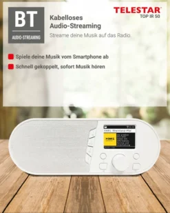TOP IR 50 Weiß– Kompaktes Internetradio mit Fernbedienung